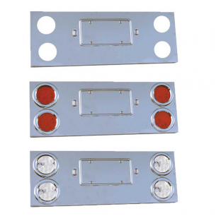 Stainless Steel Rear Center Panel with Four 4 Inch LEDs, Bezels, and 2 License LEDs