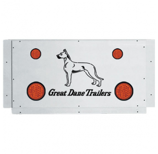 Great Dane Trailers Reefer Rear Frame Filler Panel With Dog Logo And Text And 4 Red Lights