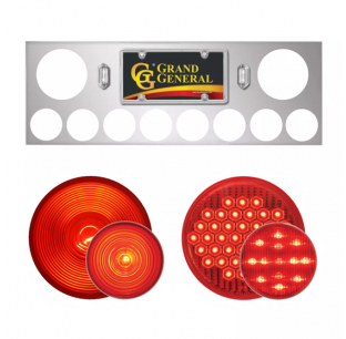 Chrome Rear Center Light Panels with Backing Plate, 4 Oval Lights, Chrome Grommet Cover, and Visor