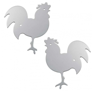 Chrome Plated Chicken Mud Flap Cut Out - Available in Various Sizes and Orientations - With Studs or Tape Options