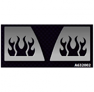 Sleeper Cap Peterbilt Stand Up Sides with Flames Stainless Steel