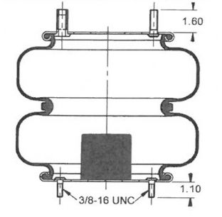 AS7555 Double Convoluted Air Springs - Replaces Automann, Binkley, ContiTech, Dayton, Euclid, Firestone, Goodyear, Reyco, Road Leveler, Triangle