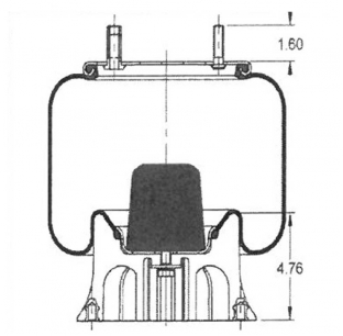 AS9010 Rolling Lobe Air Spring - Replaces Firestone W01-358-9010, Goodyear 1R12-421, Hendrickson S-2827, and more.