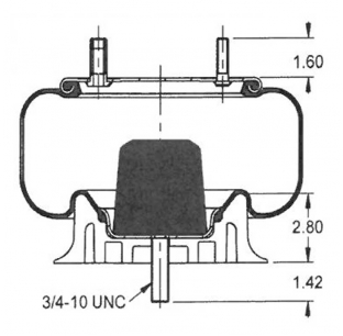 AS9039 Rolling Lobe Air Spring - Replaces OE Numbers: Automann, ContiTech, Dayton, Euclid, Firestone, Goodyear, Hendrickson, Holland-Neway, Navistar, Road Leveler, Triangle, Volvo.