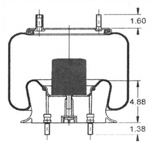 AS9466 Rolling Lobe Air Spring - Replaces Automann, ContiTech, Euclid, Firestone, Goodyear, Hendrickson, Mack, Road Leveler, Triangle