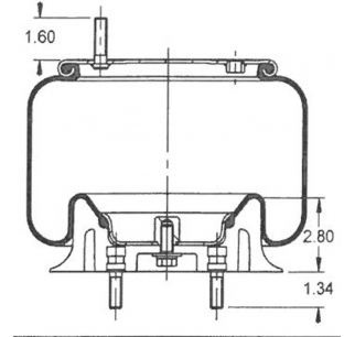 AS9616 Rolling Lobe Air Spring - Replaces Automann, ContiTech, Dayton, Euclid, Firestone, Goodyear, Kenworth, Road Leveler, Triangle