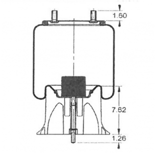 AS9619 Rolling Lobe Air Spring - Replaces ContiTech 64697, Euclid FS9619, Firestone W01-358-9619, Hendrickson S-23614