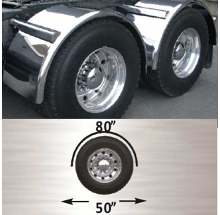 80 Inch Smooth 16 Ga Stainless Single Axle Fender with Rolled Edge for Trailers