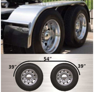 132 Inch Smooth Full Fender with Rolled Edge, 39-54-39 Inch, for Trucks