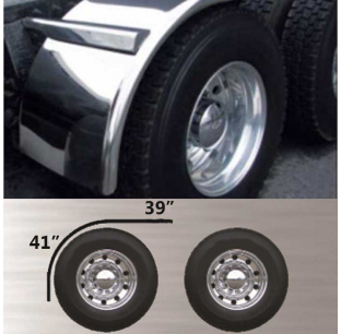 80 Inch Smooth Stainless Front Half Fenders with Rolled Edge for Trucks