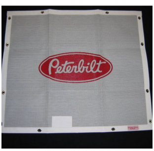 Peterbilt 378 White Bug Screen with Logo - Fits 1986-2007 Models