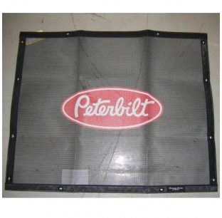 Peterbilt 357-379 Black Bug Screen with Logo - Fits 1996-2007 Models