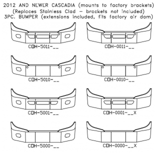 2012+ Freightliner Cascadia 3 Piece Chrome Bumper Replacement - 10 Gauge Steel, Custom Options Available