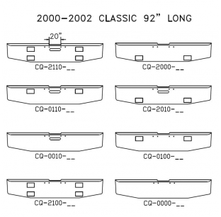 2000-2002 Freightliner Classic 92 Inch Chrome Steel Bumper with Custom Options