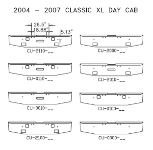 2004-2007 Freightliner Classic XL Day Cab Chrome Steel Bumper with Customizable Options