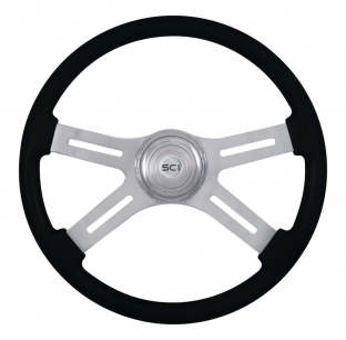 Classic 4 Spoke Black Steering Wheel - Sleek Design, Perfect Fit