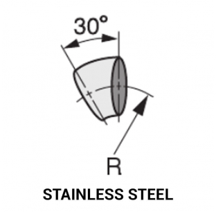 Stainless Steel 30 Degree Short Radius Tangent End Elbow - Available in Sizes 2 to 6 Inches - Part Numbers DF-11T-200-30S to DF-11T-600-30S