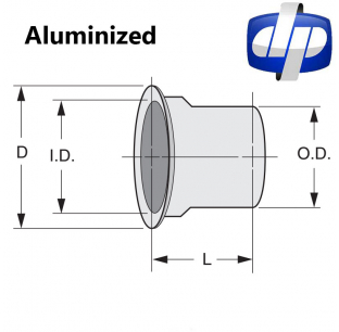 Aluminized 20 Degree Flared ID-OD Flange, 4.75 Inches Long, Various Sizes for Diesel Manifolds and Engines