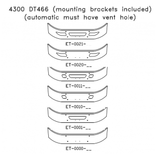 Chrome Steel Bumper for International 4300 DT466 with Custom Options and Mounting Brackets