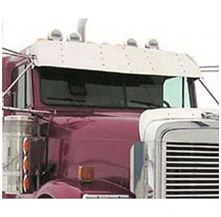 15 Inch Freightliner Classic/FLD Flat Top Fiberglass Sunvisor with Stainless Steel Brackets and Hardware