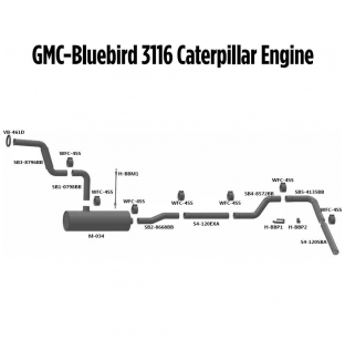 GMC-Bluebird 3116 Caterpillar Engine Exhaust Layout - Fits: Various Models, Clean Design