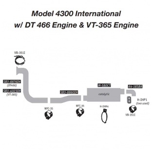 Model 4300 International DT 466 & VT365 Diesel Exhaust Layout - Clean Fit