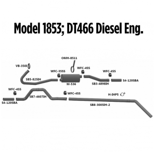 Model 1853 With DT466 Diesel Engine Exhaust Layout