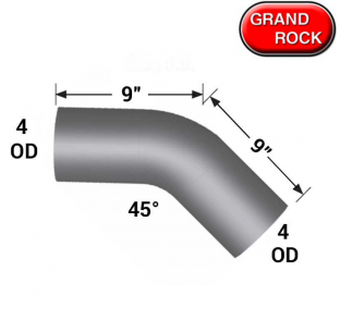 Grand Rock 4 Inch Diameter 45 Degree Chrome Elbow Pipe, 9 Inch Length