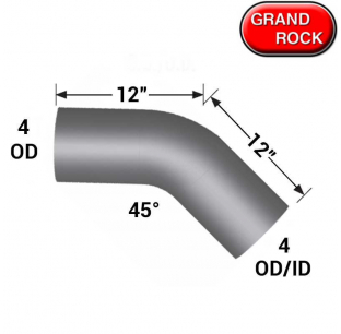 Grand Rock 4 In Diameter 45 Degree Elbow Pipe, 12 In Length, I.D/O.D or O.D/O.D