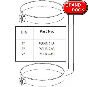 24 Inch Polished Stainless Steel Pipe Grab Handles - Clamp On - Available in 5, 6, 7 Inch Diameter Clamps