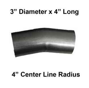 15 Degree Elbow Pipe, 3 In Diameter, 4 In Length, Short Radius