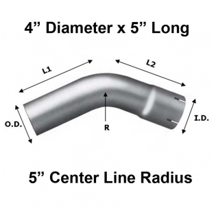 4 In Diameter 5 In Length 45 Degree Elbow Pipe - Fits Standard Plumbing, Durable and Easy to Install