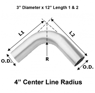 3-inch Diameter 12-inch Length 90 Degree Elbow Pipe Fitting