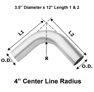 3.5 inch Diameter 12 inch Length 90 Degree Elbow Pipe Fitting