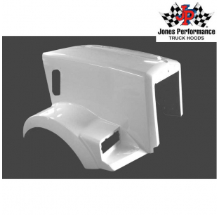 Kenworth T800 SH Metton Replacement Hood, 07 & Up, Fiberglass, Cofab Reinforced, Pre-Drilled, White Gel Coat Finish