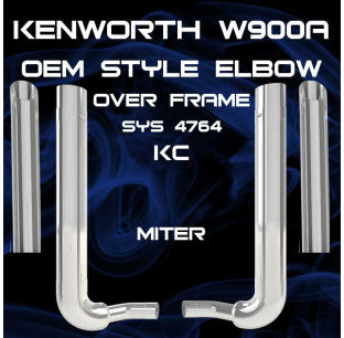 7 Inch Kenworth W900B Over Frame OEM Style Elbow Exhaust Kit with Multi-Bend Elbows and Taper-Loc Reduction for 7 Inch O.D. Stack