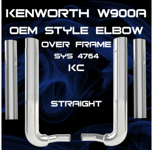 7 Inch Kenworth W900B Over Frame OEM Style Elbow Exhaust Kit with Multi-Bend Elbows and Taper-Loc Reduction