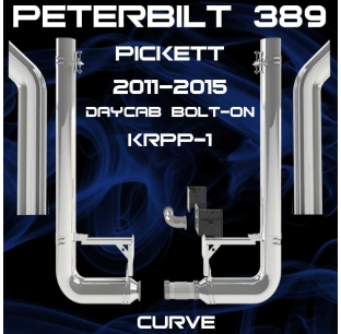 6 Inch 90 Degree Elbow for Peterbilt 389 DayCab 2011-2015 DPF+SCR, Chrome, Dynaflex Kit