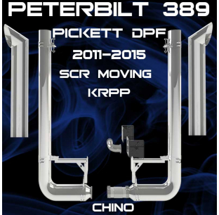 6 Inch 90 Degree Peterbilt Unitbilt T4 389 2011-2015 Exhaust Kit with Chrome Elbows and Top Stack Options