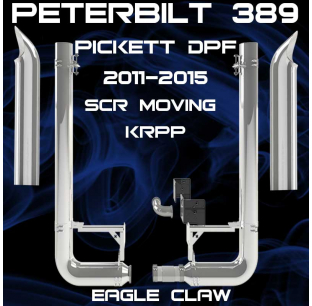 6 Inch 90 Degree Peterbilt Unitbilt T4 389 2011-2015 Exhaust Kit with Chrome Elbows and Top Stack Options