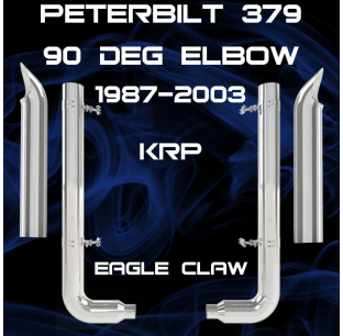 6 Inch 90 Degree Peterbilt 379 Exhaust Kit 1987-2003 - Show Quality Chrome, Multiple Top Stack Options