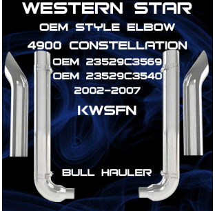 8 Inch Western Star 4900/Stratosphere Exhaust Kit 2002-2007, OEM Style Elbow, Chrome, Fits Most Models, Made in USA, Dynaflex, 1 Year Warranty