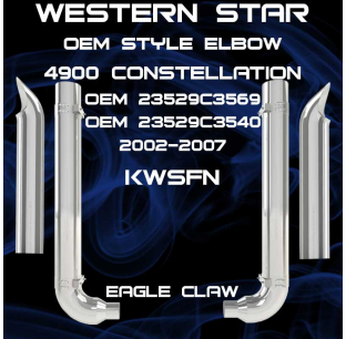 8 Inch Western Star 4900/Stratosphere Exhaust Kit 2002-2007 - OEM Style Elbow, Chrome, Fits Most Models, Made in USA