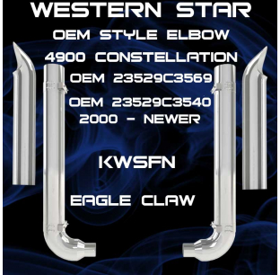 7 Inch Western Star 4900/Constellation Exhaust Kit 2000-Newer, Chrome, OEM Style, Fits Most Models, Dynaflex, 1 Year Warranty