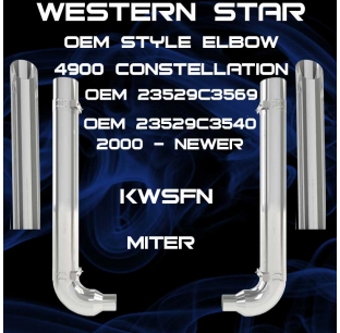 7 Inch Western Star 4900/Constellation Exhaust Kit 2000-Newer, OEM Style Elbow, Chrome, Fits Most Models, Dynaflex, 1 Year Warranty