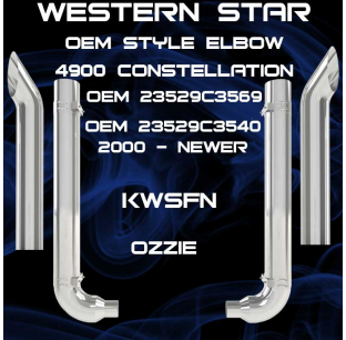 7 Inch Western Star 4900/Constellation Exhaust Kit 2000-Newer, Chrome, OEM Style, Fits Most Models, Dynaflex, 1 Year Warranty