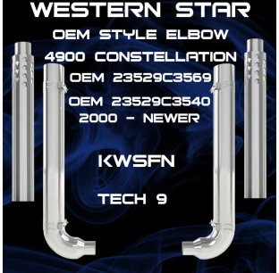 7 Inch Western Star 4900/Constellation Exhaust Kit 2000-Newer, Chrome, OEM Style, Fits Most Models, Dynaflex, 1 Year Warranty