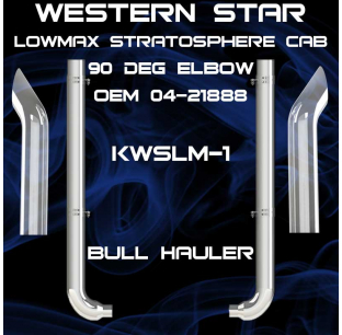 7 Inch Western Star LowMax Stratosphere Exhaust Kit 2002-2006 with 90 Degree Elbow, Chrome Finish, Fits Most Flat Top Cab Models