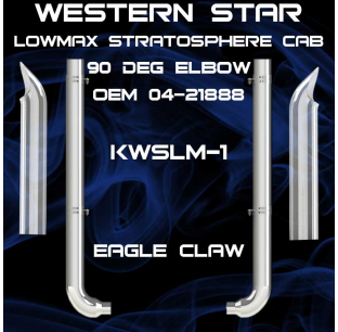 7 Inch Western Star LowMax Stratosphere Exhaust Kit for 2002-2006 Models with 90 Degree Elbow, Chrome Finish, Made in USA