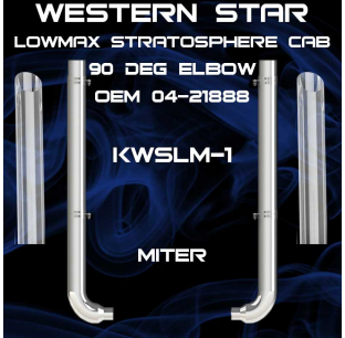 7 Inch Western Star LowMax Stratosphere Exhaust Kit for 2002-2006 Models with 90 Degree Elbow, Chrome Finish, Made in USA